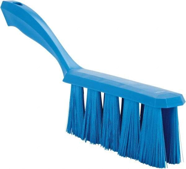 Vikan - 3.9" Bristle Length, Polyester Cleaning & Finishing Brush - 3" Long x 6-1/2" Wide Head, 13" OAL, Easy Grip Handle, Blue, Polypropylene Block - Exact Tool & Supply