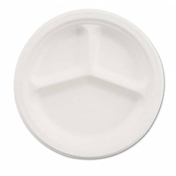 Chinet - Paper Dinnerware, 3-Comp Plate, 9 1/4" Diam, White, 500/Carton - Exact Tool & Supply