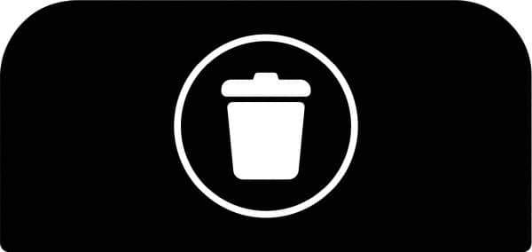Rubbermaid - Trash Can Decal Message: Landfill - English, Text on Color, Black, Indoor & Outdoor, Apply to Metal, 1-25/32" Wide x 8-1/2" High - Exact Tool & Supply