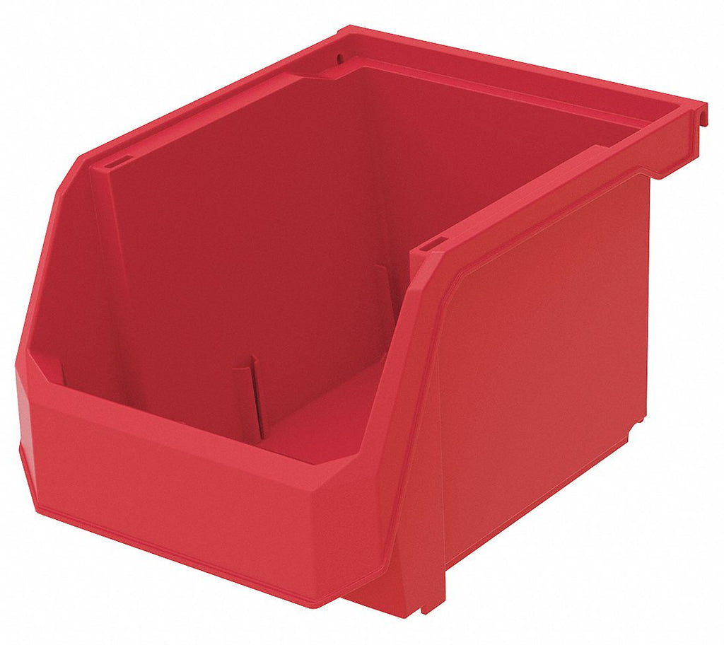 Hang and Stack Bin, Red, 11" Outside Length, 8-1/4" Outside Width, 7" Outside Height