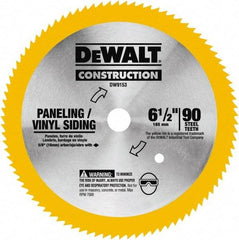 DeWALT - 6-1/2" Diam, 5/8" Arbor Hole Diam, 90 Tooth Wet & Dry Cut Saw Blade - Tungsten Carbide-Tipped, Fast Cutting Action, Diamond Arbor - Exact Tool & Supply