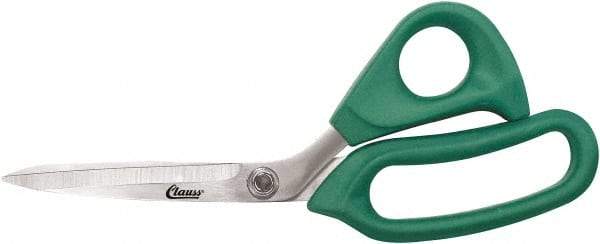 Clauss - 6" LOC, 9" OAL Stainless Steel Bent Shears - Rubber Offset Handle, For Paper, Fabric - Exact Tool & Supply