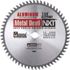 M.K. MORSE - 7-1/4" Diam, 5/8" Arbor Hole Diam, 60 Tooth Wet & Dry Cut Saw Blade - Steel, Standard Round Arbor - Exact Tool & Supply