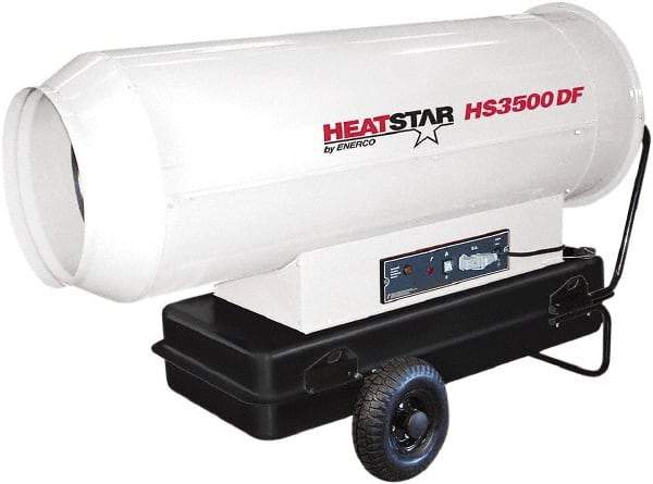 Heatstar - 360,000 BTU Rating, Kerosene Forced Air Heater - 1,750 Sq Ft Max Heating Area, 27.7 Gal Capacity, Fuel with Diesel, Kerosene, JP-8 & Jet8 - Exact Tool & Supply