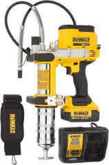 DeWALT - 10,000 Max psi, Flexible Battery-Operated Grease Gun - 16 oz Capacity, Bulk & Cartridge Fill, Includes DCB204 Battery, Fast Charger, Shoulder Strap & Kit Box - Exact Tool & Supply