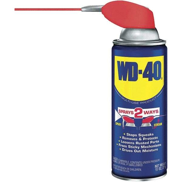 WD-40 - 11 oz Multi-Use Product with Smart Straw, Sprays 2 Ways - Multi-Purpose Lubricant: Stop Squeaks, Removes & Protects, Loosens Rusted Parts, Free Sticky Mechanisms, Drives Out Moisture - Exact Tool & Supply