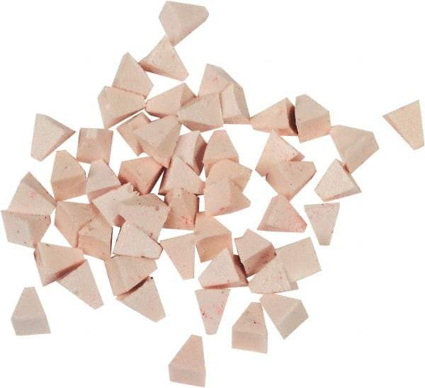 Raytech - 5 Lb/Cubic Ft Density, Plastic Carrier, Pyramid Shaped, Tumbling Media - Fine Cut for Fine Surface Finish, Wet Operation, 1/4" High x 1/4" Long Base - Exact Tool & Supply