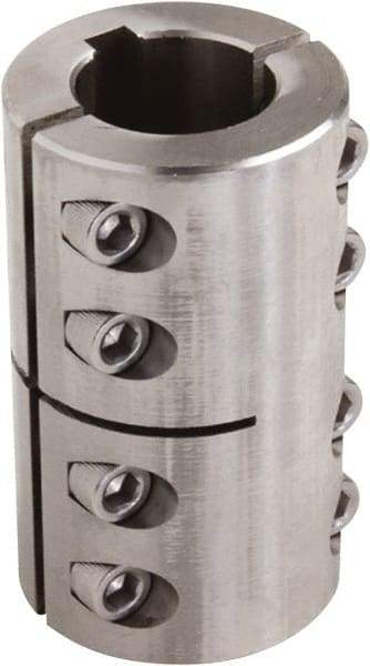 Climax Metal Products - 1-1/8" Inside x 1-7/8" Outside Diam, Two Piece Rigid Coupling with Keyway - 3-1/8" Long x 1/4" Keyway Width x 1/8" Keyway Depth - Exact Tool & Supply