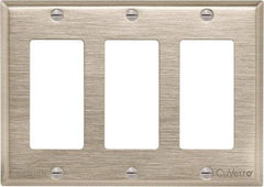 Cooper Wiring Devices - 3 Gang, 4-1/2 Inch Long, Standard Switch Plate - Decorator Switch, White Bronze, Antimicrobial Copper - Exact Tool & Supply
