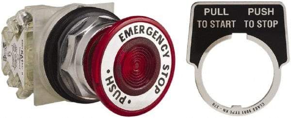 Square D - 30mm Mount Hole, Pushbutton Switch - Red Pushbutton, Maintained (MA) - Exact Tool & Supply
