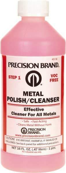 Precision Brand - 1 Pint Bottle Metal Polish and Cleanser - 1 Pint Metal Polish and Cleanser - Exact Tool & Supply