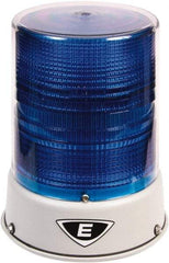 Edwards Signaling - 120 VAC, 4X NEMA Rated, LED, Blue, Flashing, Steady Light - 65 Flashes per min, 3/4 Inch Pipe, 8-1/4 Inch Diameter, 7-3/4 Inch High, IP66 Ingress Rating, Pipe Mount - Exact Tool & Supply