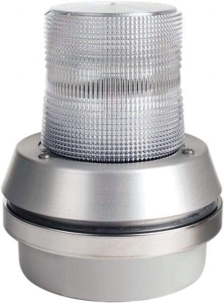 Edwards Signaling - 120 VAC, LED, Clear, Flashing Light - 65 Flashes per min, 1/2 Inch Pipe, 6 Inch Diameter, 7-3/8 Inch High, Box Mount, Pane, Pipe, Surface and Wall Mount - Exact Tool & Supply
