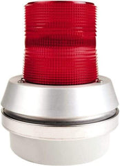 Edwards Signaling - 120 VAC, LED, Red, Flashing Light - 65 Flashes per min, 1/2 Inch Pipe, 6 Inch Diameter, 7-3/8 Inch High, Box Mount, Panel, Pipe, Surface and Wall Mount - Exact Tool & Supply