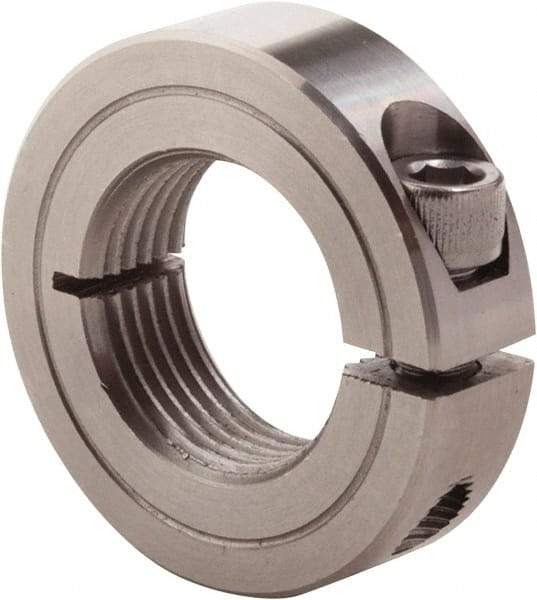 Climax Metal Products - 1-12 Thread, Stainless Steel, One Piece Threaded Shaft Collar - 1-3/4" Outside Diam, 1/2" Wide - Exact Tool & Supply