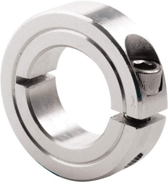 Climax Metal Products - 1" Bore, Steel, One Piece Clamp Collar - 1-3/4" Outside Diam, 1/2" Wide - Exact Tool & Supply
