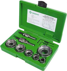 Greenlee - 11 Piece, 7/8 to 2-1/2" Cutter Diam, 0.187" Cutting Depth, Carbide Annular Cutter Set - Oxide Finish - Exact Tool & Supply