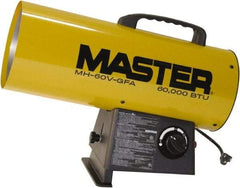 Master - 40,000 to 60,000 BTU Rating, Propane Forced Air Heater - 1,500 Sq Ft Max Heating Area, 20 Lb Capacity, Fuel with Propane - Exact Tool & Supply