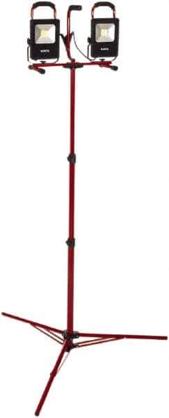 Bayco - 20 Watt, Electric, LED Portable Tripod Work Light - 6' Cord, 2 Heads, 4,400 Lumens, Aluminum, 82-1/2" Long x 18.4" Wide x 7.3" High - Exact Tool & Supply