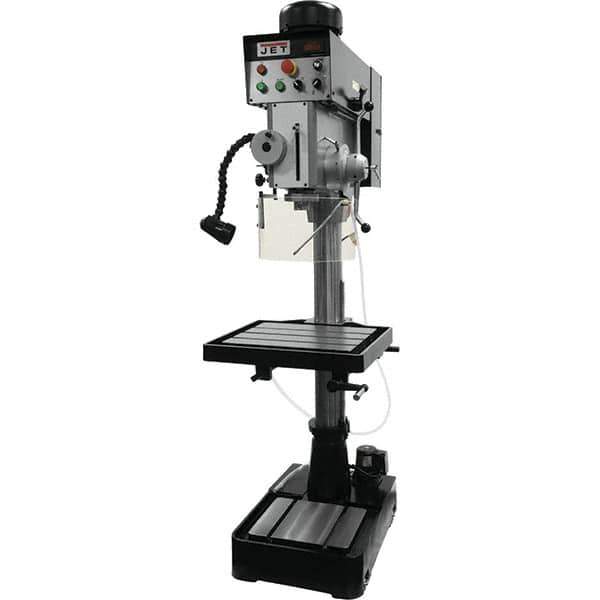 Jet - 10-7/16" Swing, Geared Head Drill & Tap Press - Variable Speed, 2 hp, Three Phase - Exact Tool & Supply