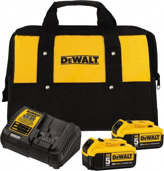 DeWALT - 20 Volt, 2 Battery Lithium-Ion Power Tool Charger - 1 hr to Charge, AC Wall Outlet Power Source, Batteries Included - Exact Tool & Supply