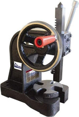 Gibraltar - 1" Ram, 4" Throat Depth, 1 Ton Manual Arbor Press - 6" Max Work Height x 7" Max Work Width, Single Leverage, 20:1 Leverage Ratio, 4-1/4" Base Width x 5-3/4" Base Depth - Exact Tool & Supply