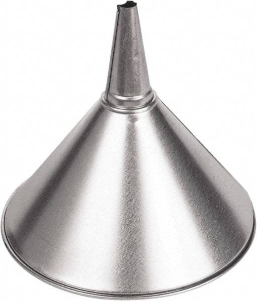 Funnel King - 2 Qt Capacity Galvanized Steel Funnel - 8-3/8" Mouth OD, 1/2" Tip OD, 3-1/8" Straight Spout, Silver - Exact Tool & Supply