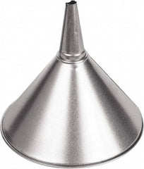 Funnel King - 2 Qt Capacity Galvanized Steel Funnel - 8-3/8" Mouth OD, 1/2" Tip OD, 3-1/8" Straight Spout, Silver - Exact Tool & Supply