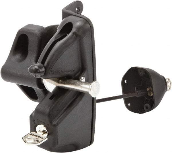 D&D Technologies - 4.410" Bar Latch Length, 2-1/4" High, Polymer Adjustable Gate Latch - Black Finish, 2.83" Bar Latch Projection, 1/2" Hole Diam - Exact Tool & Supply