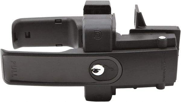 D&D Technologies - 3-1/4" Bar Latch Length, 4.17" High, Polymer Adjustable Gate Latch - Black Finish, 3-1/4" Bar Latch Projection, 1" Hole Diam - Exact Tool & Supply