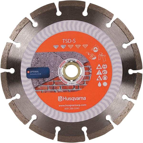 Husqvarna - 4" Diam, 5/8 & 7/8" Arbor Hole Diam, Continuous Edge Tooth Wet & Dry Cut Saw Blade - Diamond-Tipped, Fast Cutting Action, Standard Round Arbor - Exact Tool & Supply