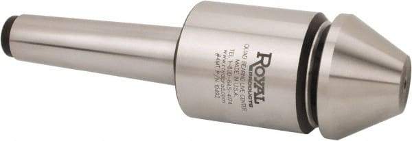 Royal Products - MT4 Morse Taper, 2.45" Head Diam Live Center - 5,000 Max RPM, 2.78" Head Length, 2-1/2" Point Diam, 1.58" Point Len, 1,905 Lb Max Workpc, Bull Nose Point - Exact Tool & Supply