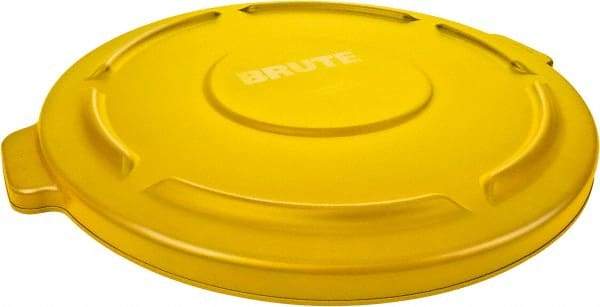 Rubbermaid - Round Lid for Use with 32 Gal Round Trash Cans - Yellow, Low-Density Polyethylene, For Brute Trash Cans - Exact Tool & Supply