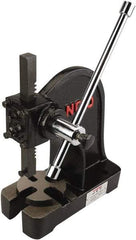 Jet - 3/8" Ram, 5-1/8" Throat Depth, 1 Ton Manual Arbor Press - 5-7/8" Max Work Height x 8" Max Work Width, Single Leverage, 5" Base Width x 10-3/4" Base Depth - Exact Tool & Supply