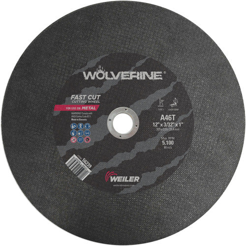12″ × 3/32″ Type 1 Cut-Off Wheel, A46T, 1″ Arbor Hole - Exact Tool & Supply