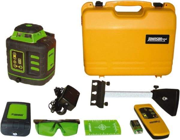 Johnson Level & Tool - 1,200' (Exterior) Measuring Range, 1/8" at 100' Accuracy, Self-Leveling Rotary Laser - ±3° Self Leveling Range, 150, 200, 250 & 300 RPM, 2 Beams, NiMH Battery Included - Exact Tool & Supply