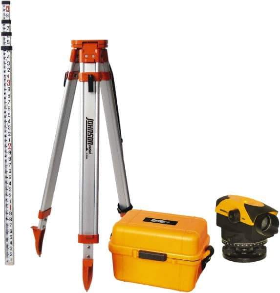 Johnson Level & Tool - 32x Magnification, 2.62 to 450 Ft. Measuring Range, Automatic Optical Level Kit - Accuracy 1/16 Inch at 200 Ft., Kit Includes Tripod, 13 Grade Rod, Hard Shell Carrying Case - Exact Tool & Supply