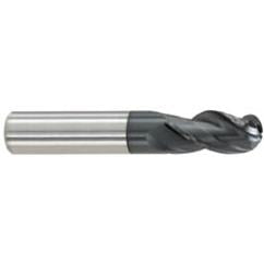 1/2" Dia. - 1" LOC - 3 OAL Ball Nose 3 FL Carbide S/E HP End Mill-AlTiN - Exact Tool & Supply