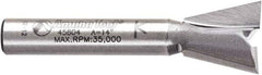 Amana Tool - 1/2" Cut Diam, 1/2" Length of Cut, 2 Flute Dovetail Edge Profile Router Bit - Carbide-Tipped, 1/4" Shank Diam, 1-3/4" OAL, Uncoated - Exact Tool & Supply