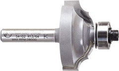 Amana Tool - 1-1/4" Cut Diam, 1/2" Length of Cut, 2 Flute Classical Edge Profile Router Bit - Carbide-Tipped, 1/4" Shank Diam, 2" OAL, Uncoated - Exact Tool & Supply