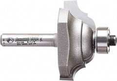 Amana Tool - 1-1/2" Cut Diam, 5/8" Length of Cut, 2 Flute Classical Edge Profile Router Bit - Carbide-Tipped, 1/4" Shank Diam, 2-1/8" OAL, Uncoated - Exact Tool & Supply