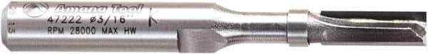 Amana Tool - 3/16" Cut Diam, 1/2" Length of Cut, 2 Flute Pattern-Cutting Edge Profile Router Bit - Carbide-Tipped, 1/4" Shank Diam, 2" OAL, Uncoated - Exact Tool & Supply