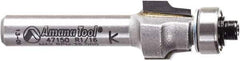 Amana Tool - 1/2" Cut Diam, 3/8" Length of Cut, 2 Flute Laminate Trim Edge Profile Router Bit - Carbide-Tipped, 1/4" Shank Diam, 1-7/8" OAL, Uncoated - Exact Tool & Supply