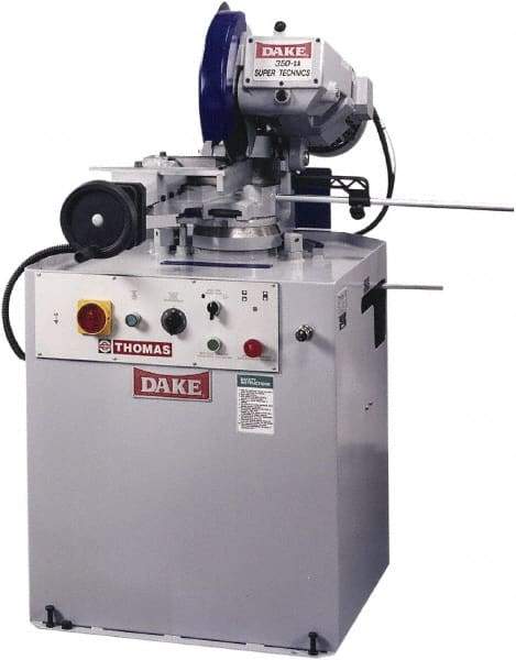 Dake - Variable Cutting Speed, 350mm Blade Diam, Cold Saw - 20 to 105 RPM Blade Speed, Floor Machine, 3 Phase, Compatible with Ferrous/Non-Ferrous Material - Exact Tool & Supply
