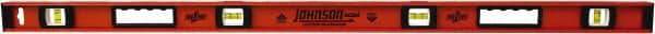 Johnson Level & Tool - 48" Long 3 Vial I-Beam Level - Aluminum, Black, 2 Plumb & 1 Level Vials - Exact Tool & Supply