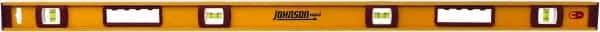 Johnson Level & Tool - Magnetic 48" Long 3 Vial I-Beam Level - Aluminum, Black, 2 Plumb & 1 Level Vials - Exact Tool & Supply