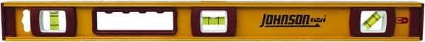 Johnson Level & Tool - Magnetic 24" Long 3 Vial I-Beam Level - Aluminum, Black, 1 Plumb, 1 Level & 1 45° Vials - Exact Tool & Supply