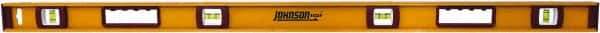Johnson Level & Tool - 48" Long 3 Vial I-Beam Level - Aluminum, Black, 2 Plumb & 1 Level Vials - Exact Tool & Supply