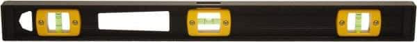Johnson Level & Tool - 48" Long 3 Vial I-Beam Level - Aluminum, Black, 2 Plumb & 1 Level Vials - Exact Tool & Supply