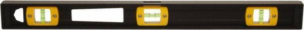 Johnson Level & Tool - 72" Long 5 Vial I-Beam Level - Aluminum, Black, 3 Plumb & 2 Level Vials - Exact Tool & Supply